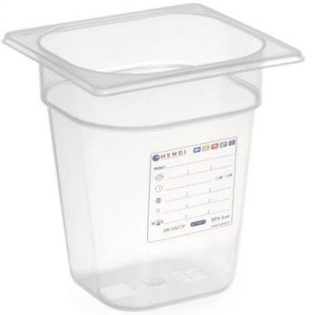 Pojemnik GN 1/6 150 HACCP, polipropylen przezroczysty Hendi 880463