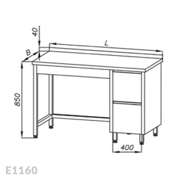 Stół roboczy z blokiem 2-ch szuflad Egaz E1160 1000x600 mm