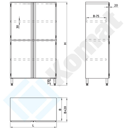 Szafa magazynowa z drzwiami skrzydłowymi KDT-207 1100x600x1800 mm