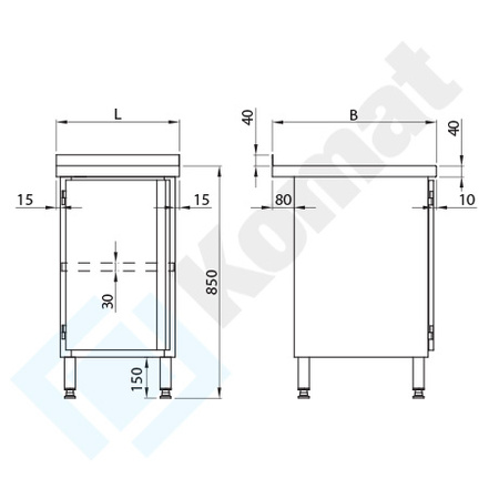 Stół przyścienny z szafką 450x700 mm KST-031