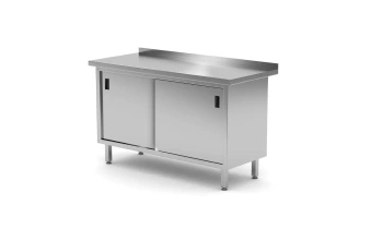 Stół przyścienny, z szafką z drzwiami suwanymi - spawany 1400x600x(H)850mm 811672