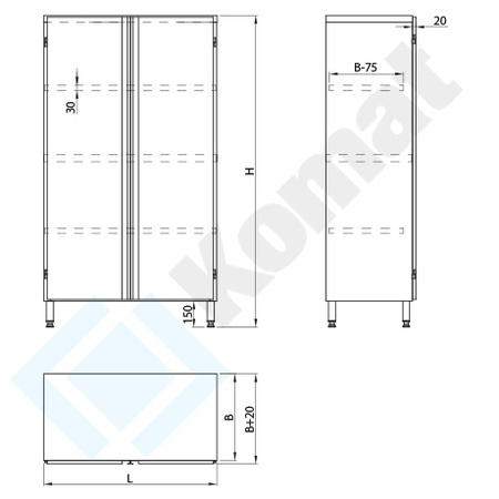 Szafa magazynowa z drzwiami skrzydłowymi 900x600x1800 mm KDT-204