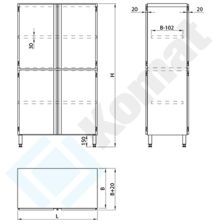 Szafa przelotowa z drzwiami skrzydłowymi 1000x600x2000 mm KDT-210