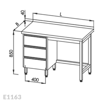 Stół roboczy z blokiem 3-ch szuflad Egaz E1163 1000x600 mm