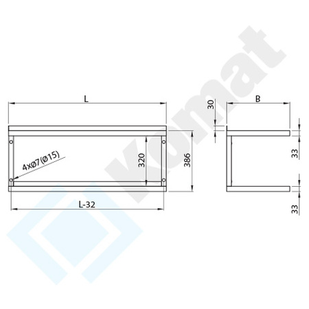 Półka wisząca podwójna 1000x400 mm KPT-095