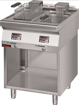 Frytkownica elektryczna 700.FE-2x10f.S 2x8l 16kW na podstawie szafkowej otwartej | LINIA 700