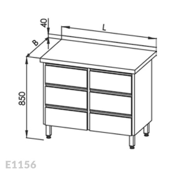 Stół roboczy z 2 blokami 3-ch szuflad Egaz E1154 800x600 mm