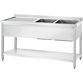 Stół ze zlewem 2-kom. (P),z półką 1400x600x850 mm skręcany