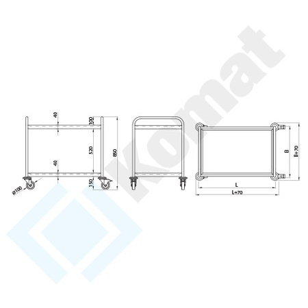 Wózek kelnerski KWT-402 800x600 mm