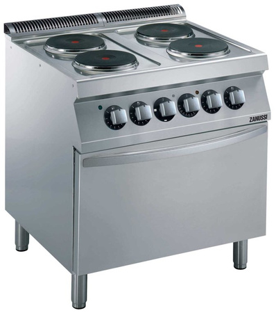 KUCHNIA ELEKTRYCZNA 4 PALNIKOWA Z PIEKARNIKIEM, OKRĄGŁE PŁYTY ŻELIWNE, 16,4 KW, 800 MM