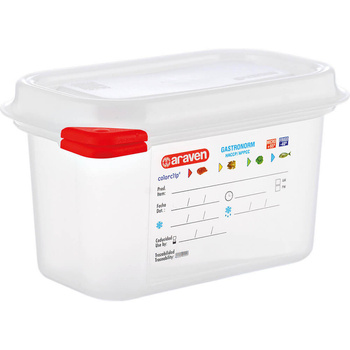 Pojemnik GN 1/9 100 HACCP z pokrywą, polipropylen półprzezroczysty  Stalgast 169105