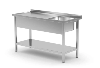 Stół z jednym zlewem z półką 1000x600x850 - prawy - skręcany 811870