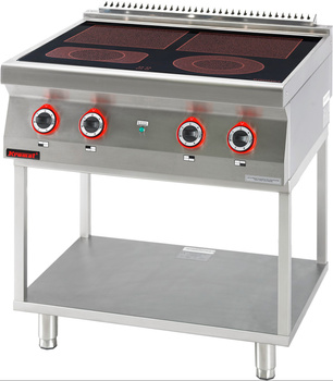 Kuchnia elektryczna ceramiczna 700.KE-4C.T 4 pola na podstawie szkieletowej | LINIA 700