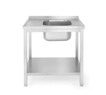 Stół z jednym zlewem z półką 800x600x850 prawy - skręcany