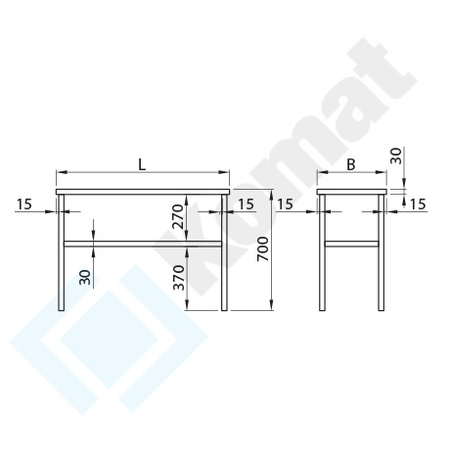 Nadstawka podwójna nad stół 1400x400 mm KNT-062
