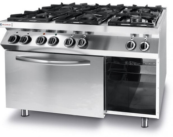 Kuchnia gazowa 6 palnikowa z piekarnikiem Hendi Kitchen Line 225899