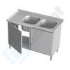 Stół ze zlewem dwukomorowym i drzwiami skrzydłowymi 1000x600 mm KST-124
