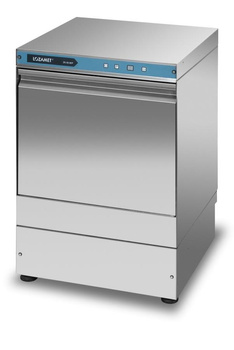 Zmywarka do naczyń szklanych z dwoma dozownikami płynu (myjącego i płuczącego), wyświetlaczem temperatury i pompą spustową wody