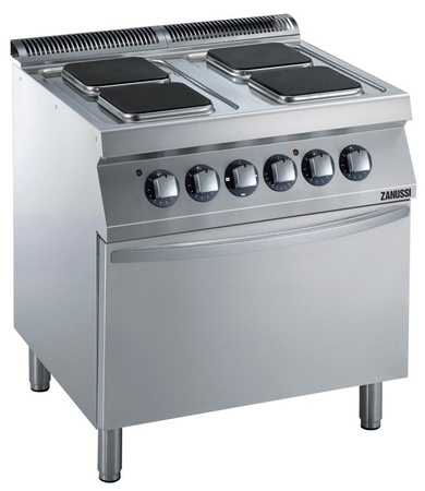 KUCHNIA ELEKTRYCZNA 4 PALNIKOWA Z PIEKARNIKIEM, KWADRATOWE PŁYTY ŻELIWNE, 16,4 KW, 800 MM