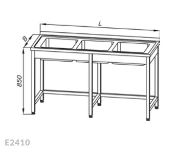 Stół ze zlewem 3-komorowym Egaz E2410 1600x600x850 mm