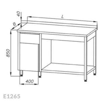 Stół roboczy z szafką, szufladą i półką Egaz E1265 1000x700 mm
