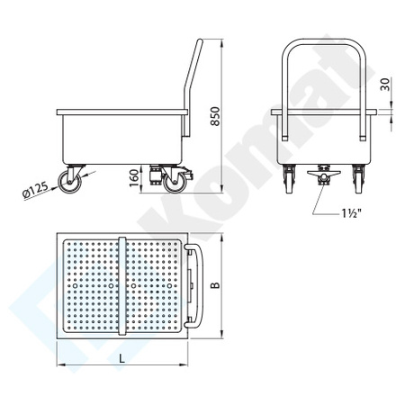 Basen jezdny z zaworem spustowym 720x580 mm KBT-165