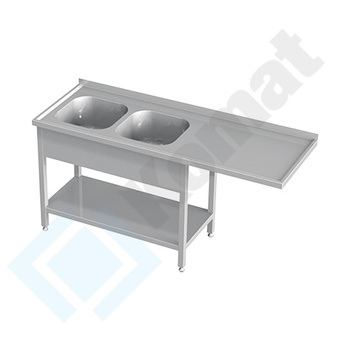 Stół ze zlewem dwukomorowym i półką 1700x700 mm KST-142