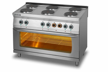 Kuchnia elektryczna 6-płytowa (płyty okrągłe) z piekarnikiem elektrycznym 3xGN 1/1