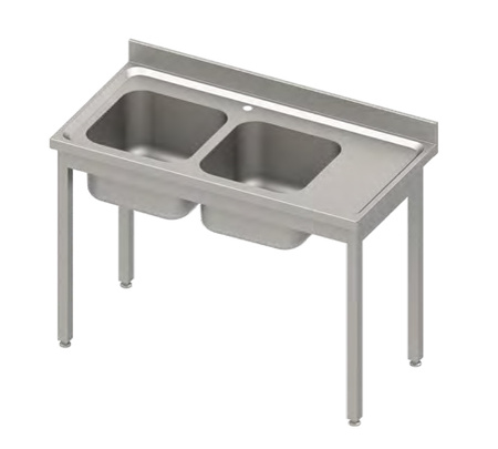 Stół ze zlewem 2-kom.(L),bez półki 1200x700x850 mm skręcany, blat tłoczony,rant puszkowy 100x15x10