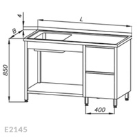 Stół ze zlewem 1-komorowym, blokiem dwóch szuflad i półką Egaz E2145 1000x700x850 mm