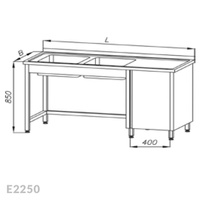 Stół ze zlewem 2-komorowym i szafką Egaz E2250 1800x600x850 mm