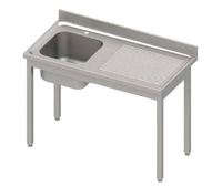 Stół ze zlewem 1-kom.(L),bez półki 1000x700x850 mm skręcany, blat tłoczony,rant puszkowy 100x15x10