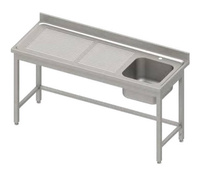 Stół ze zlewem 1-kom.(P),bez półki 1700x600x850 mm, blat tłoczony,rant puszkowy 100x15x10