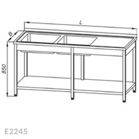 Stół ze zlewem 2-komorowym i półką Egaz E2245 2800x700x850 mm