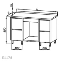 Stół roboczy z 2-ma blokami 2-ch szuflad i półką Egaz E1175 1800x700 mm