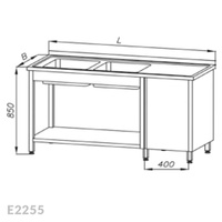 Stół ze zlewem 2-komorowym, szafką i półką Egaz E2255 2000x600x850 mm