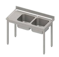 Stół ze zlewem 2-kom.(P),bez półki 1300x600x850 mm skręcany, blat tłoczony,rant puszkowy 100x15x10