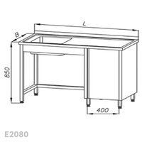 Stół ze zlewem 1-komorowym i szafką Egaz E2080 2000x600x850 mm