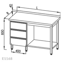 Stół roboczy z blokiem 3-ch szuflad i półką Egaz E1168 2200x600 mm