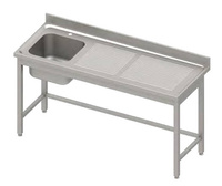 Stół ze zlewem 1-kom.(L),bez półki 1700x700x850 mm, blat tłoczony,rant puszkowy 100x15x10