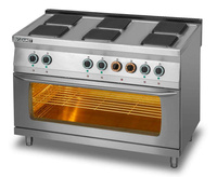 Kuchnia elektryczna 6-płytowa (płyty kwadratowe) z piekarnikiem elektrycznym 3x GN 1/1