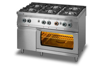 Kuchnia gazowa 6-palnikowa z piekarnikiem gazowym GN2/1 i szafką