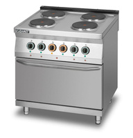 Kuchnia elektryczna 4-płytowa (płyty okrągłe) z piekarnikiem elektrycznym z termoobiegiem GN2/1