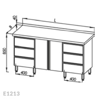 Stół roboczy z szafką z drzwiami skrzydłowymi i z 2-ma blokami 3-ch szuflad Egaz E1213 1900x700 mm