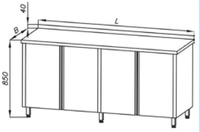 Stół roboczy z 2 szafkami, drzwi uchylne Egaz E1110 2800x700 mm
