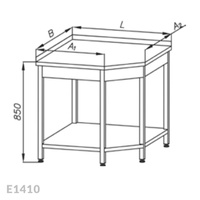 Stół roboczy narożny z półką  Egaz E1410 955x955 mm
