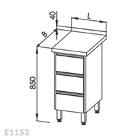 Stół roboczy z blokiem 3-ch szuflad Egaz E1153 400x700 mm
