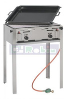 Grill gazowy Hendi Green Fire Profi Line, z rusztem i patelnią, 2-palnikowy