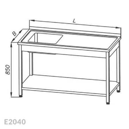 Stół ze zlewem 1-komorowym i półką Egaz E2040 1100x600x850 mm